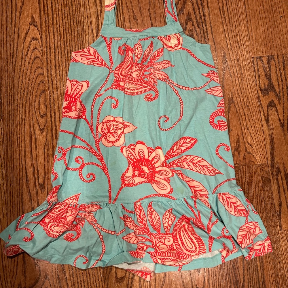 GAP Kids Teal Dress with Red Floral Pattern